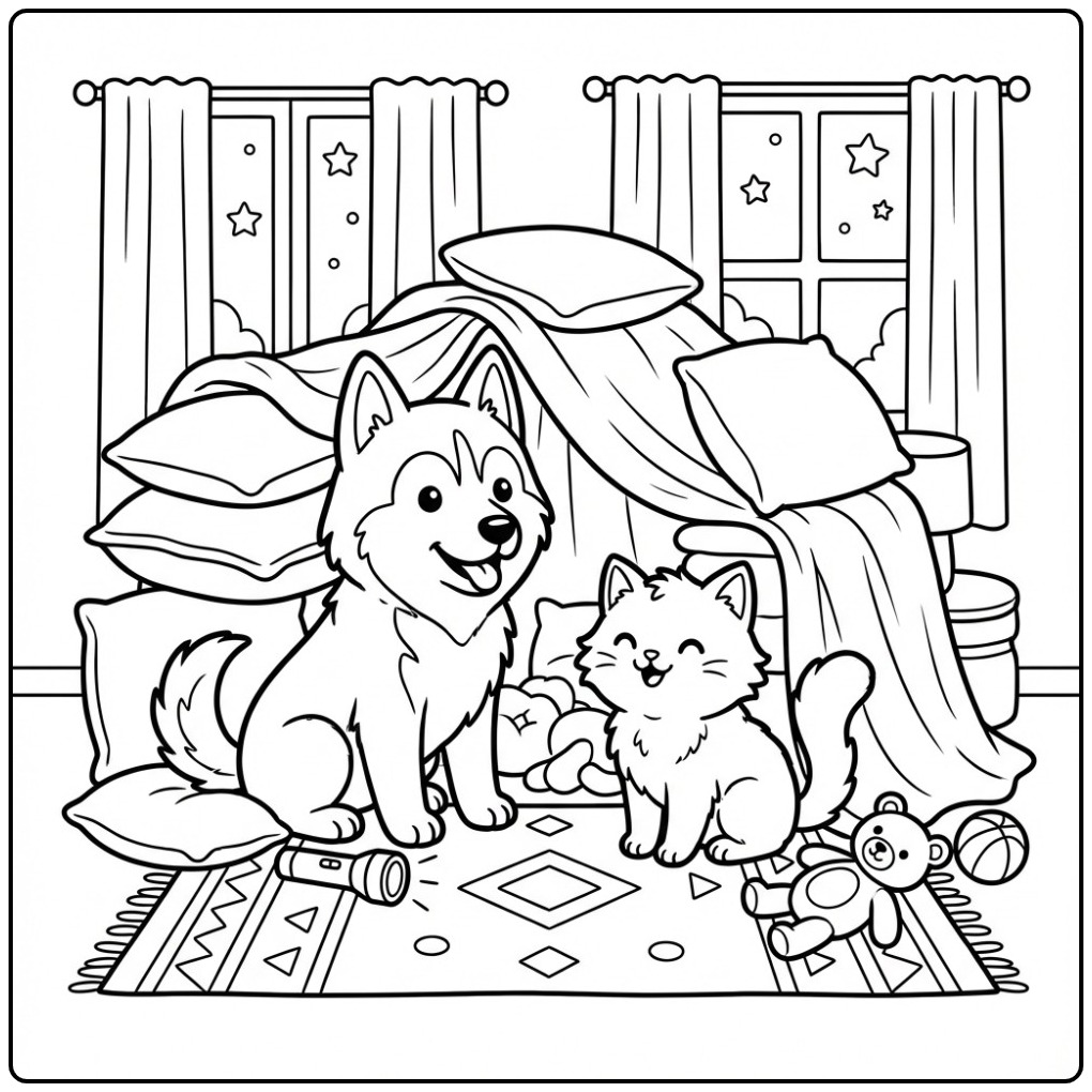Border Collie with a Heart Collar coloring page