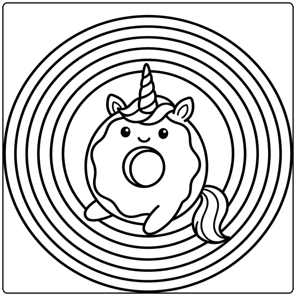 Donut Unicorn for Hours of Coloring Fun coloring page