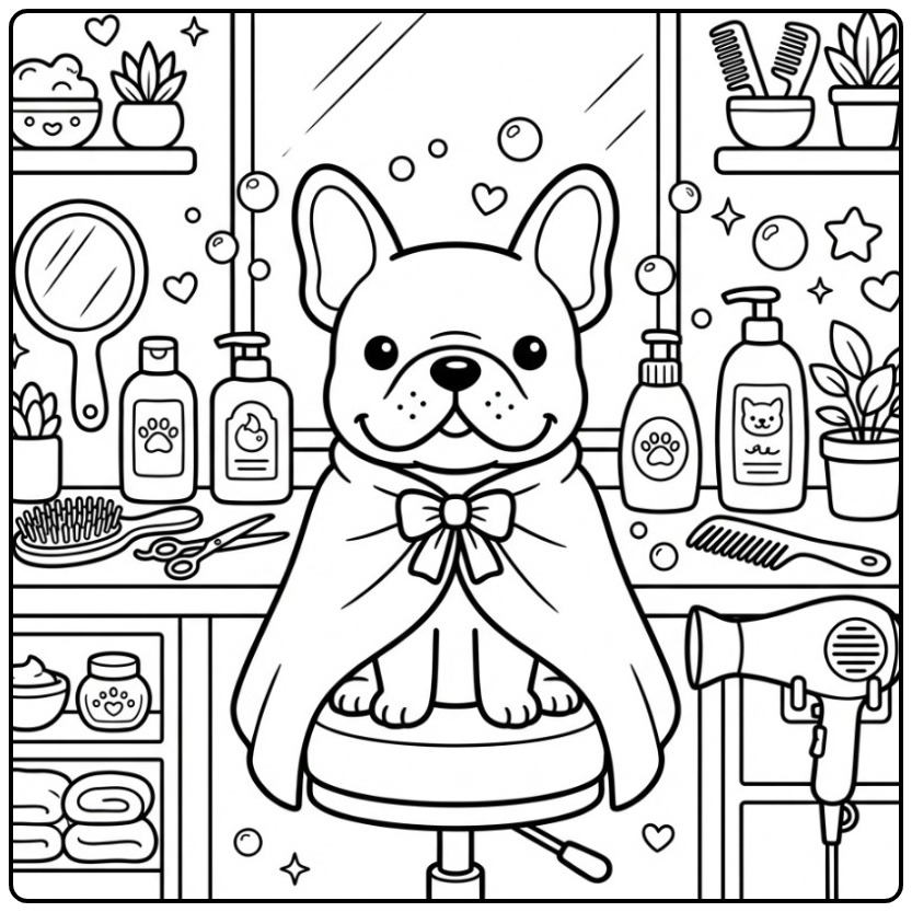 Fun French Bulldog for a Wasbeurt coloring page