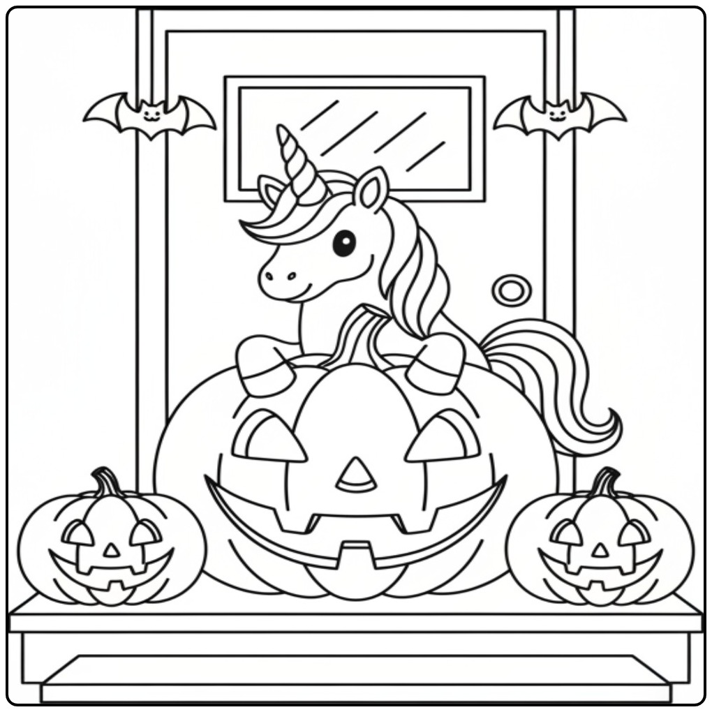 Fun Unicorn Ghost for Halloween Surprise coloring page