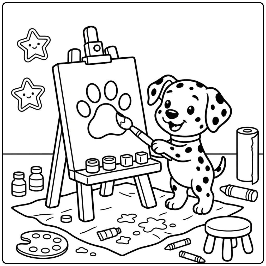 Fun Easy Dalmatian Puppy Painting coloring page
