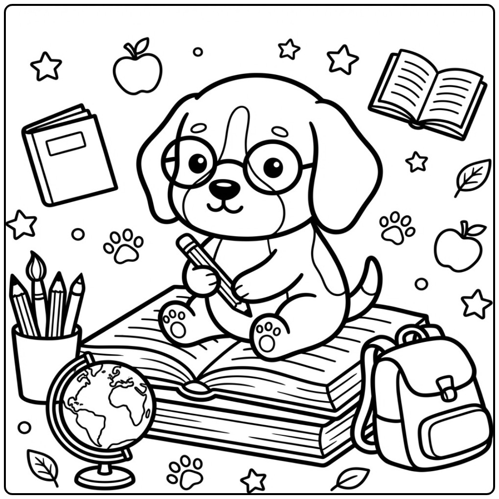 Fun Schooltijd Beagle coloring page