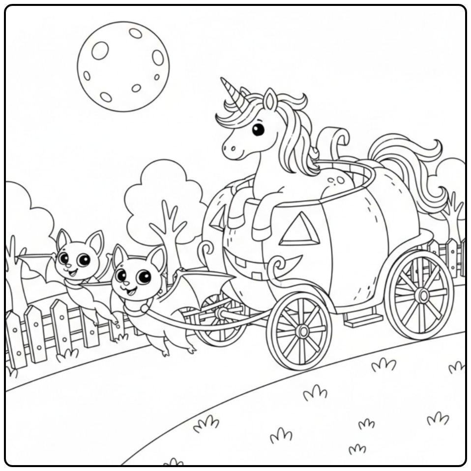 Fun Unicorn Halloween for a Spooky Party coloring page