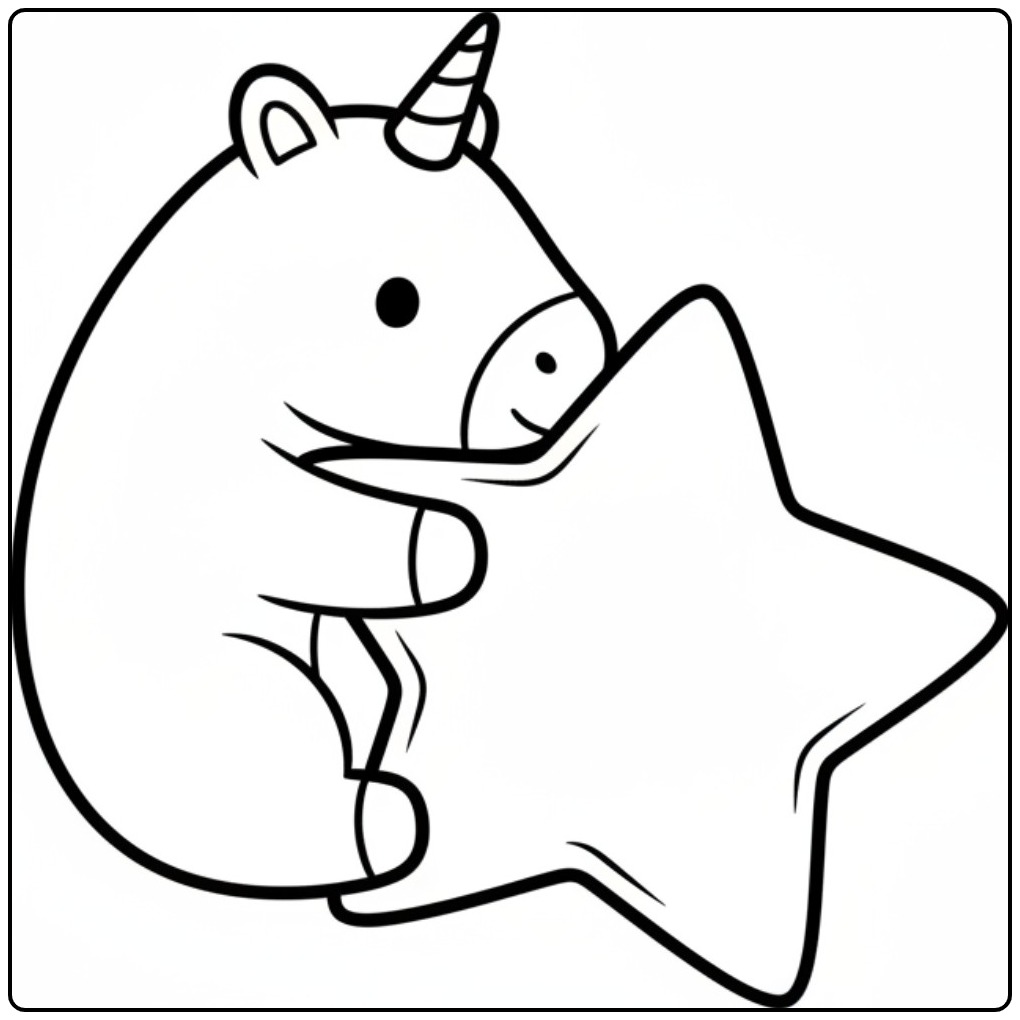 Sweet Baby Unicorn a Magical Wishing Star coloring page