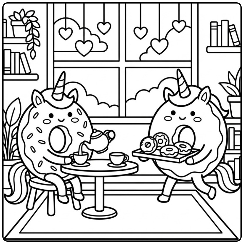 Sweet Donut Unicorn for a Creative Afternoon coloring page