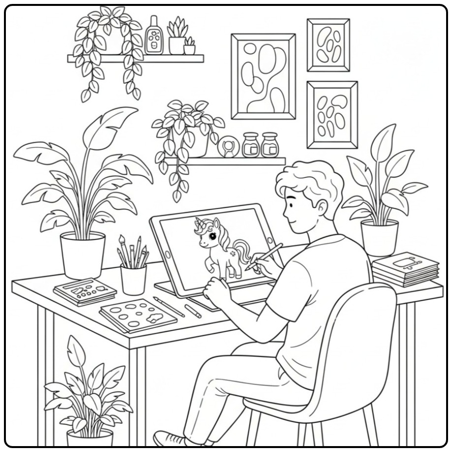 Maak a Magical Baby Unicorn on You Own Tablet coloring page