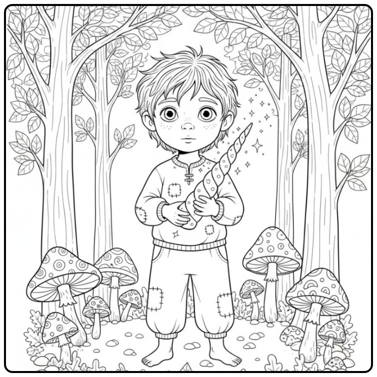 Magical Adventure with This Unicorn Horn coloring page