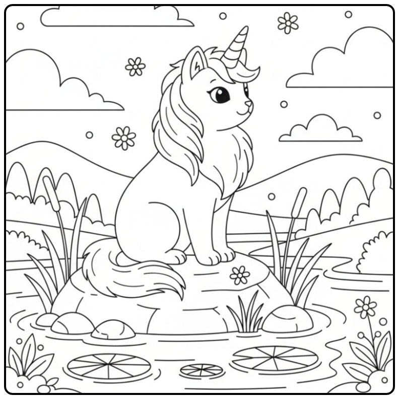 Magical Adventure with This Unicorn Cat coloring page