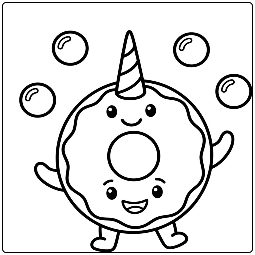 Magical Donut Unicorn coloring page