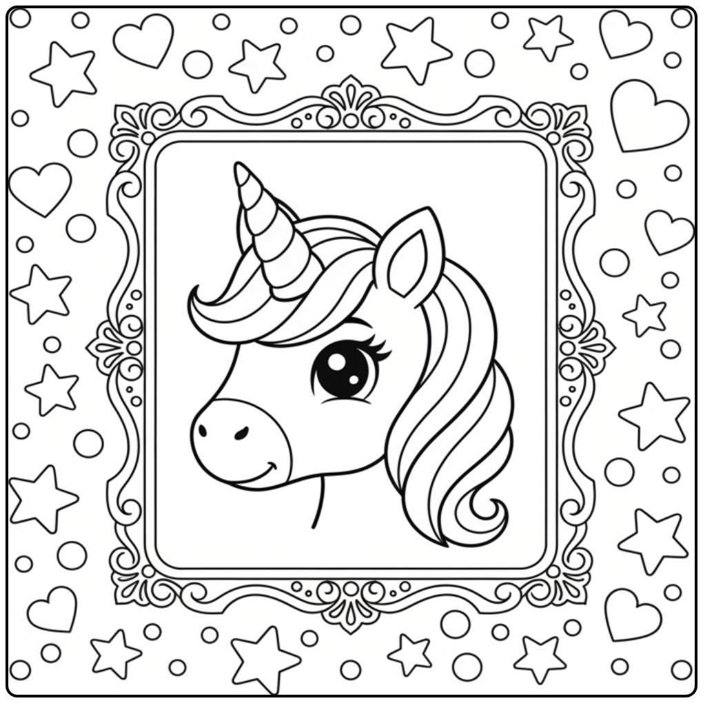 Magical Unicorn Head in and to Dromen coloring page