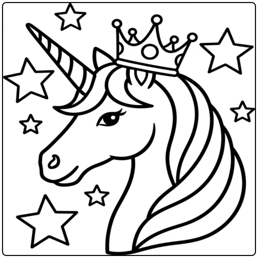 Magical Unicorn Head in 1 coloring page