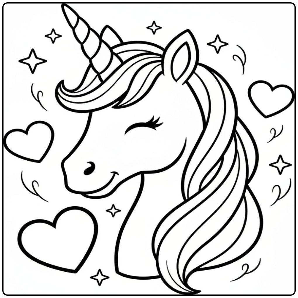 Magical Unicorn Head coloring page