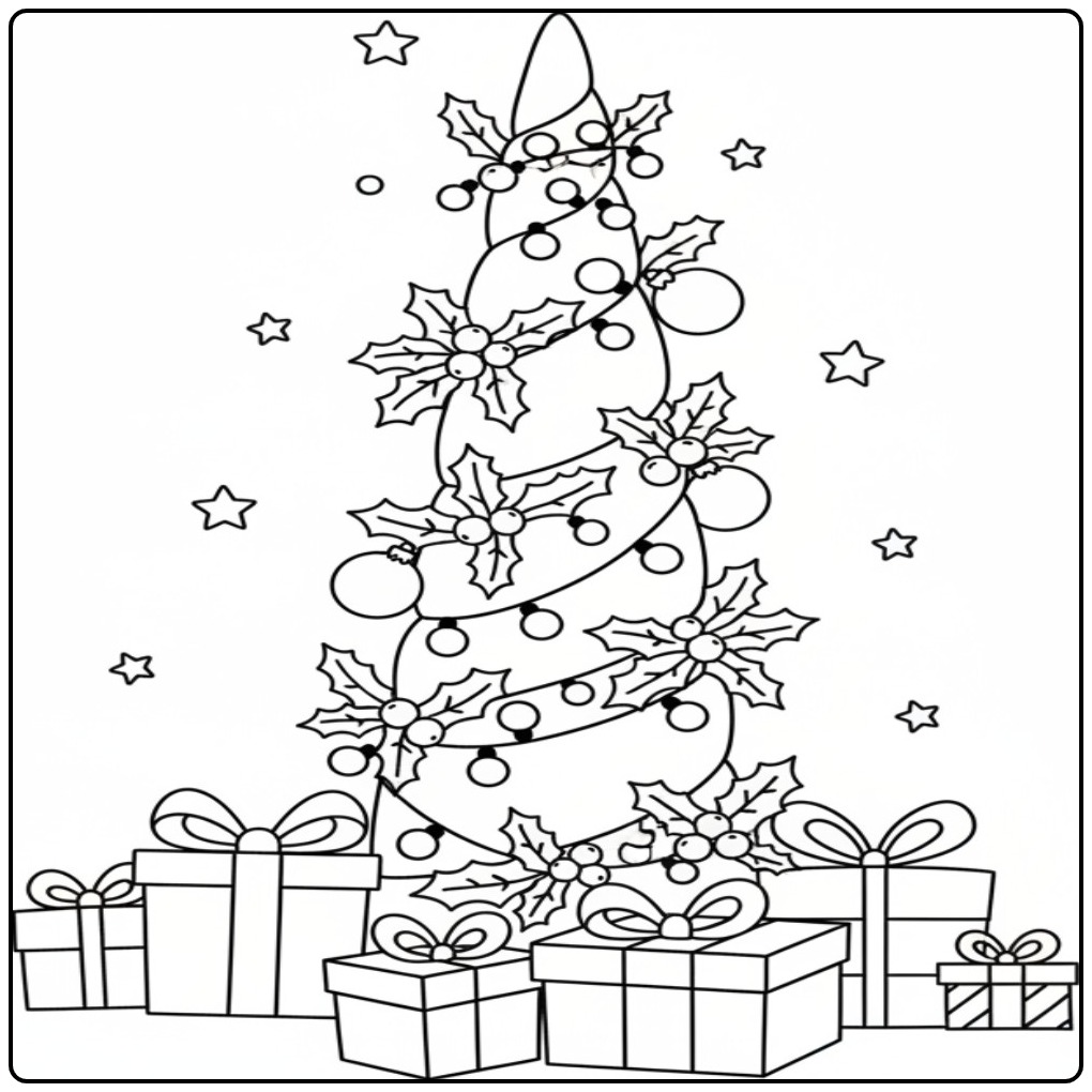 Magical Unicorn Horn Christmas coloring page