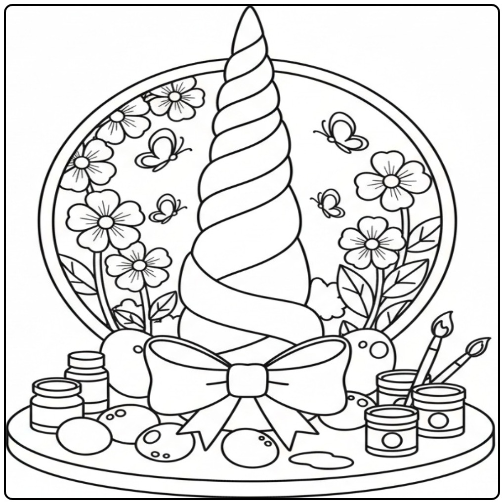 Magical Unicorn Horn Easter Decorating coloring page