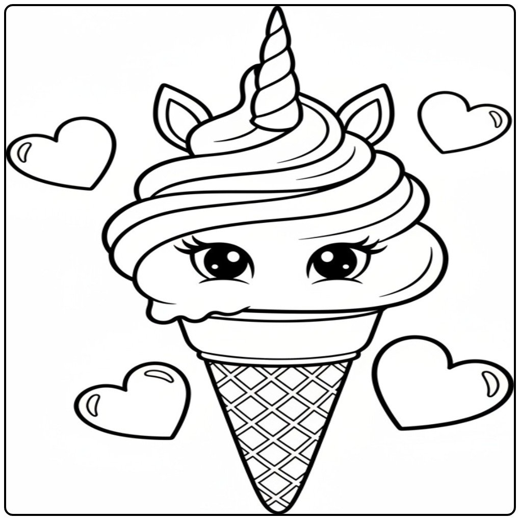 Magical Unicorn Ice Cream Ready Lively Colored to Be coloring page