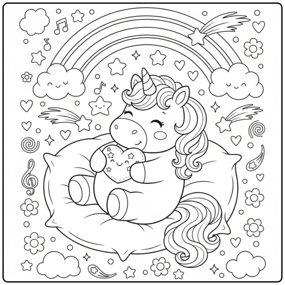 Magical Unicorn Rainbow in 1 coloring page