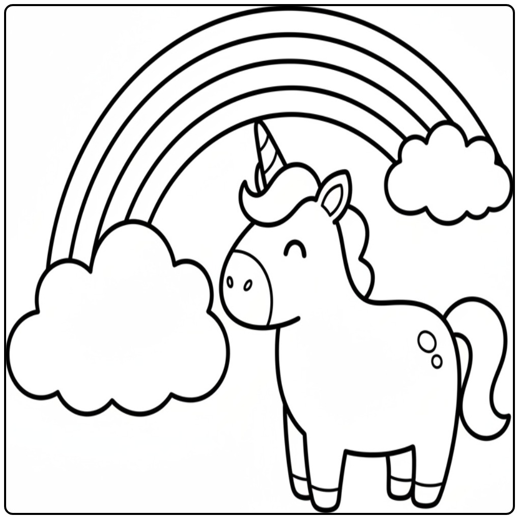 Magical Unicorn Rainbow coloring page