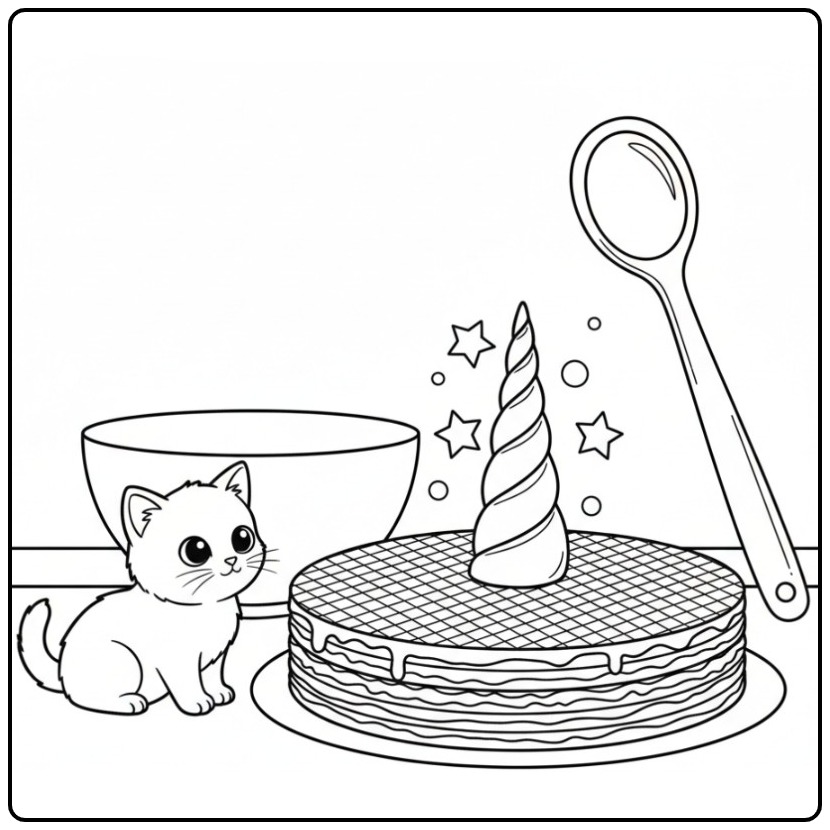 Magical Unicorn Stroopwafel Cake in 1 coloring page
