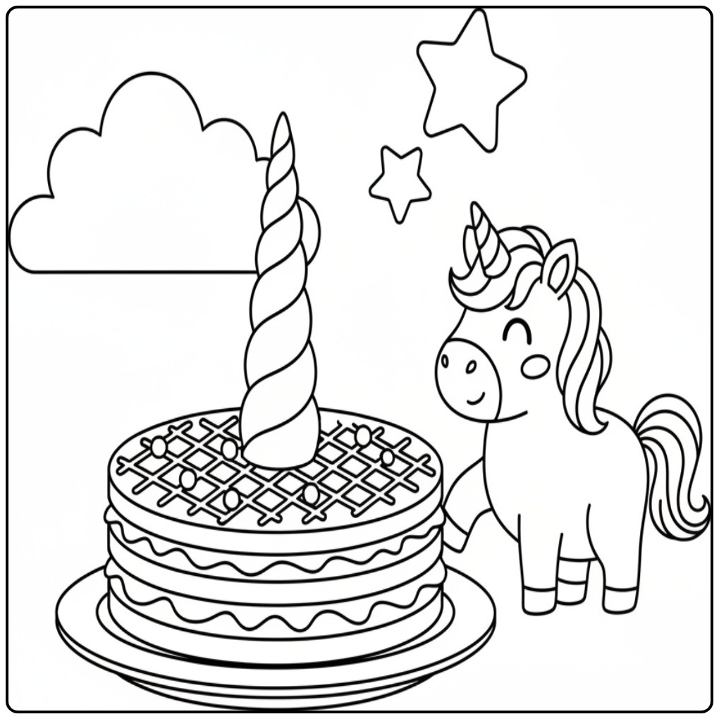 Magical Unicorn Stroopwafel Cake coloring page