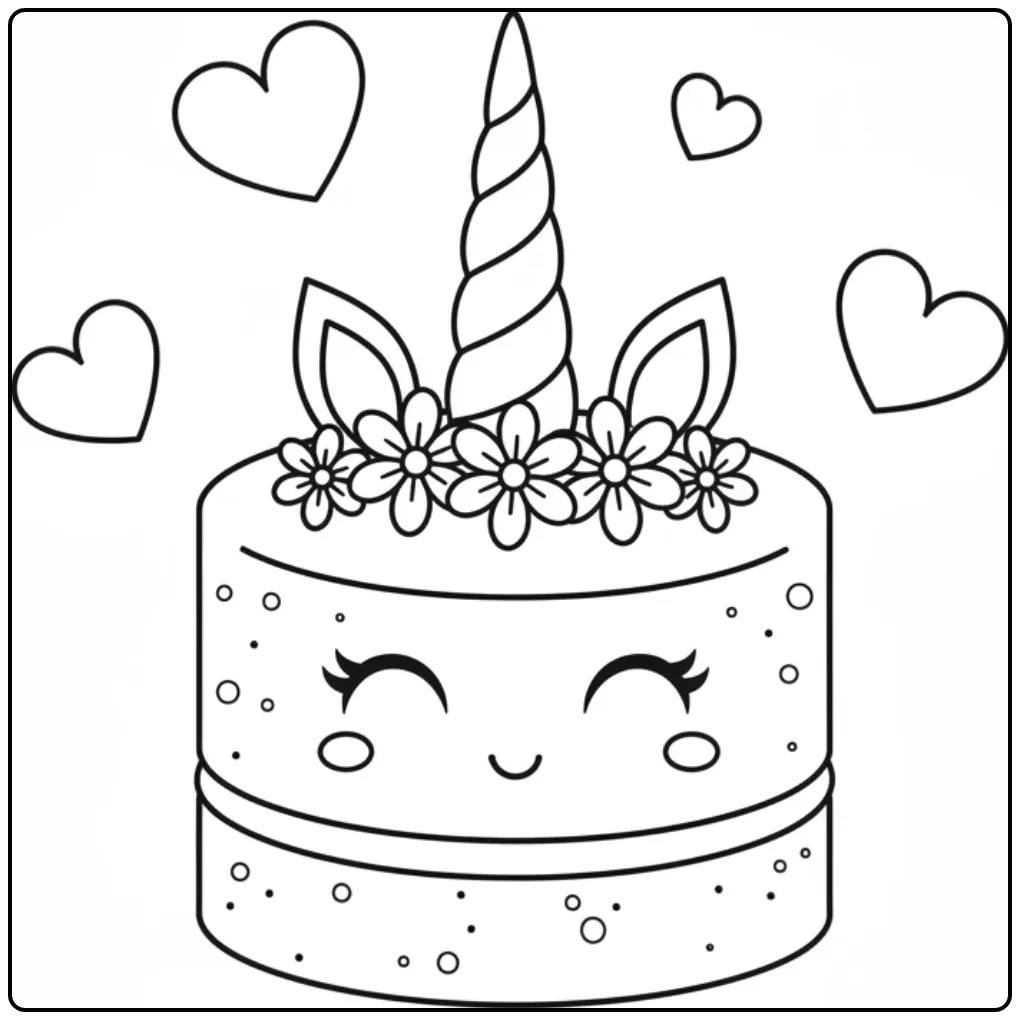 Magical Unicorn Cake in 2 coloring page