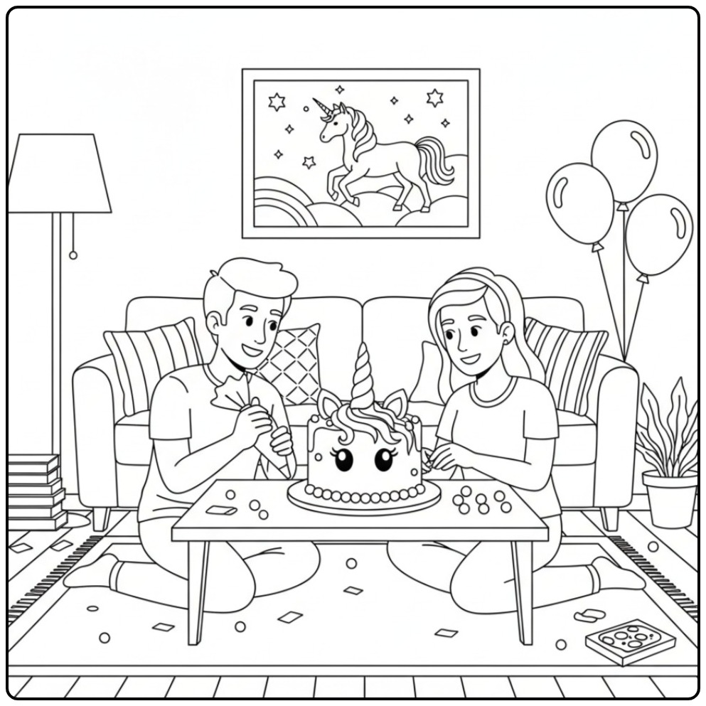 Magical Unicorn Birthday coloring page