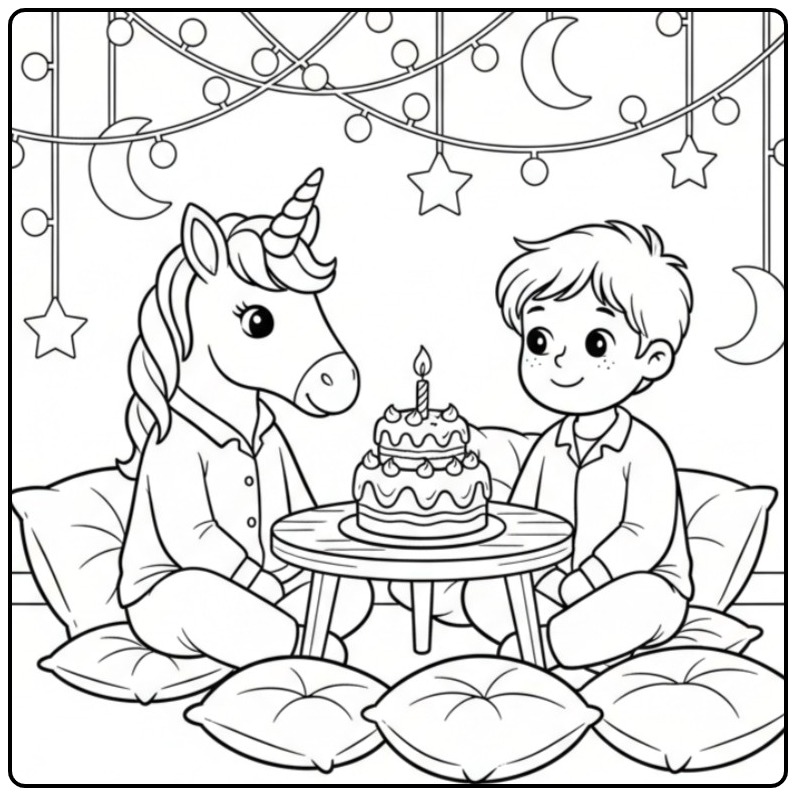 Magical Unicorn Birthday for a Festive Day coloring page