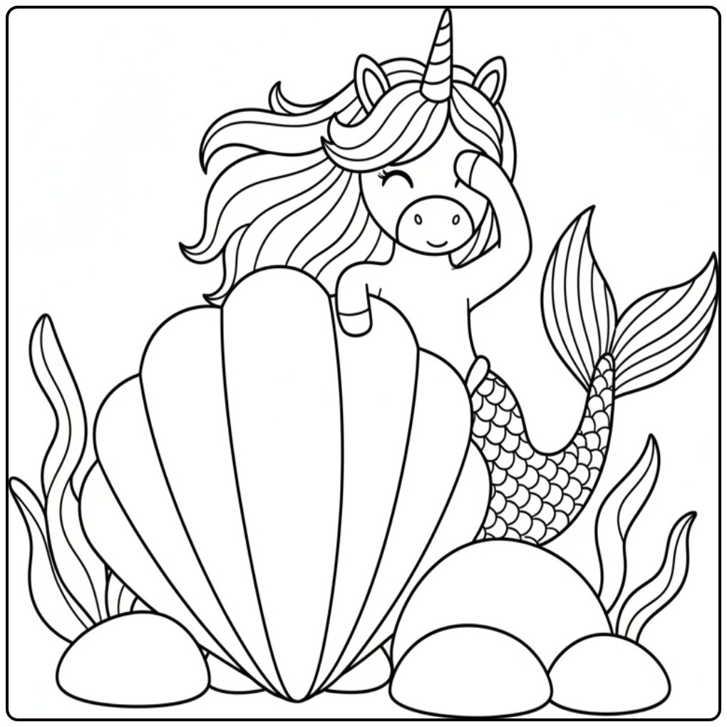 Magical Unicorn Mermaid in the Underwater World 1 coloring page