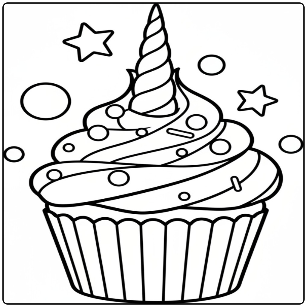 Magical Treat Unicorn Horn coloring page