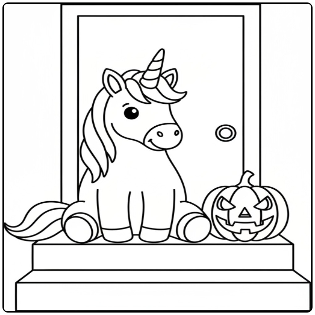 Magical Unicorn Halloween for the Door coloring page