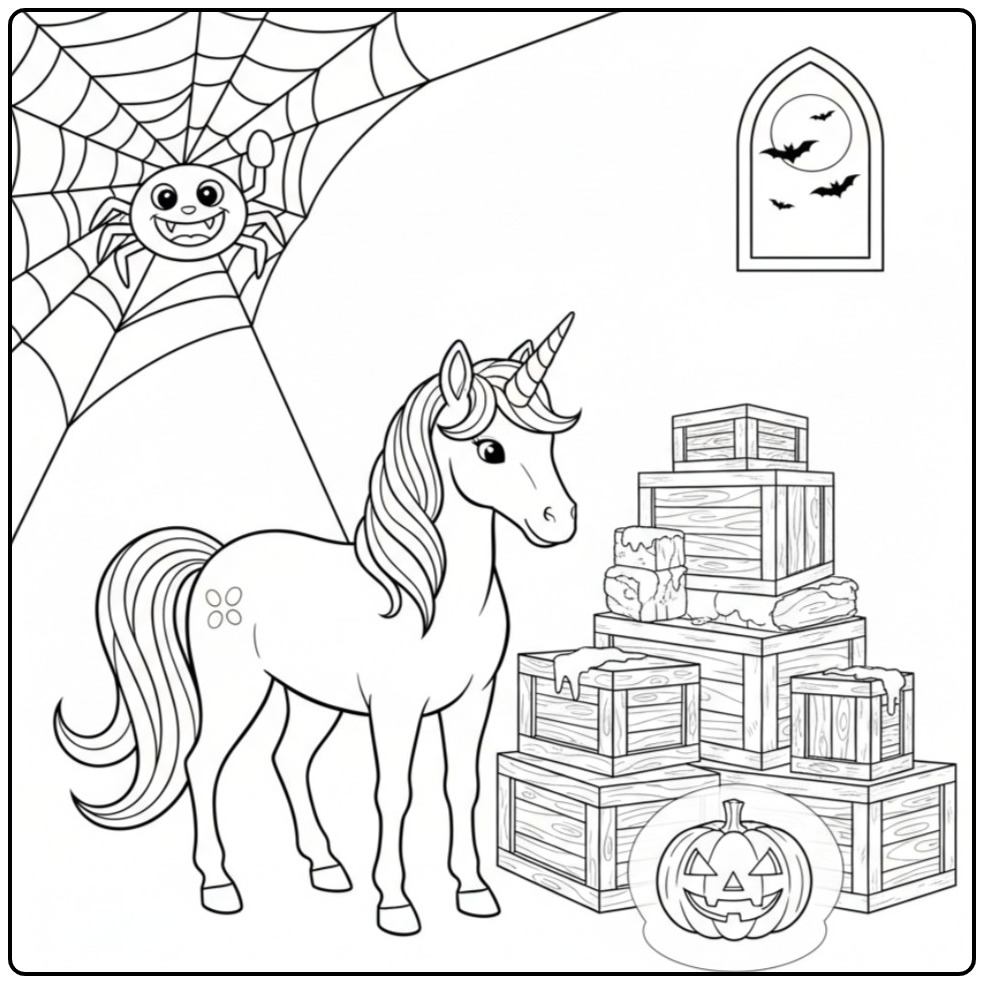 Magical Unicorn Halloween for a Griezelfeest coloring page