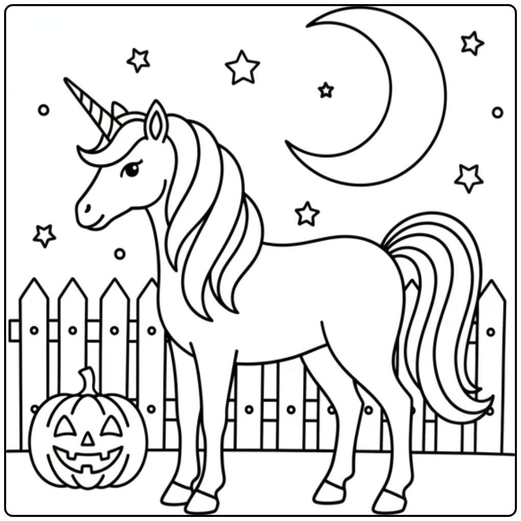Magical Unicorn Halloween for Children 1 coloring page