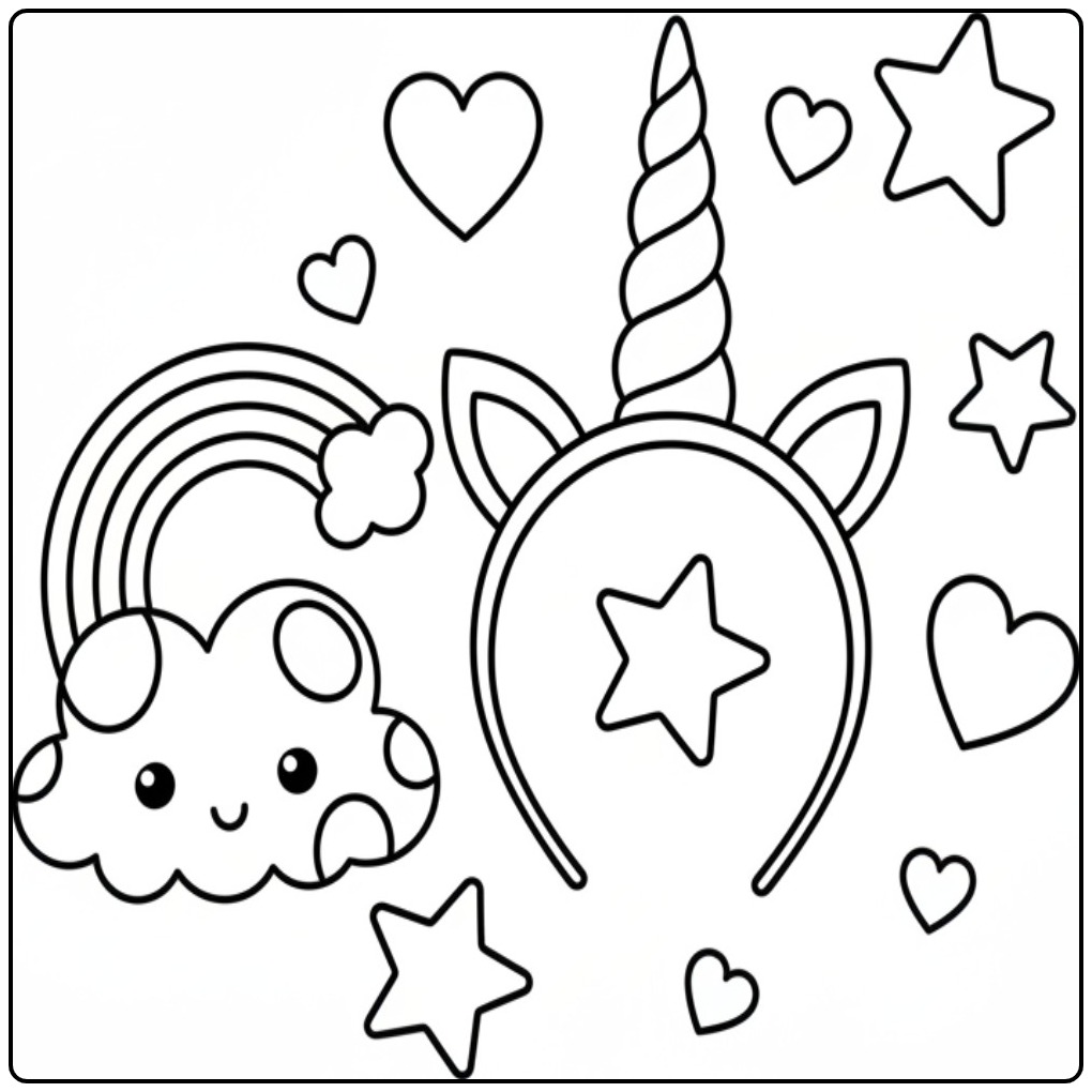 Magical Unicorn Horn and a Cheerful Small Cloud coloring page