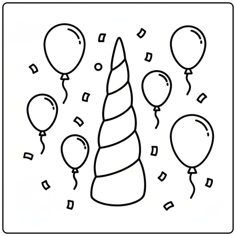 Magical Unicorn Horn for a Cheerful Party coloring page