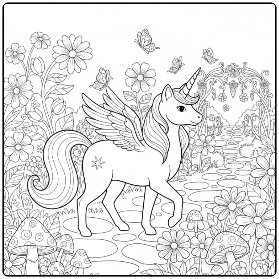 Magical Unicorn Cat in 3 coloring page