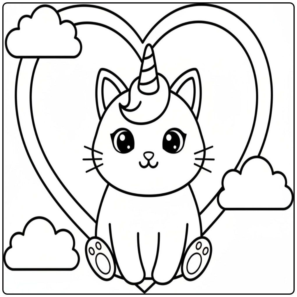 Magical Unicorn Cat coloring page