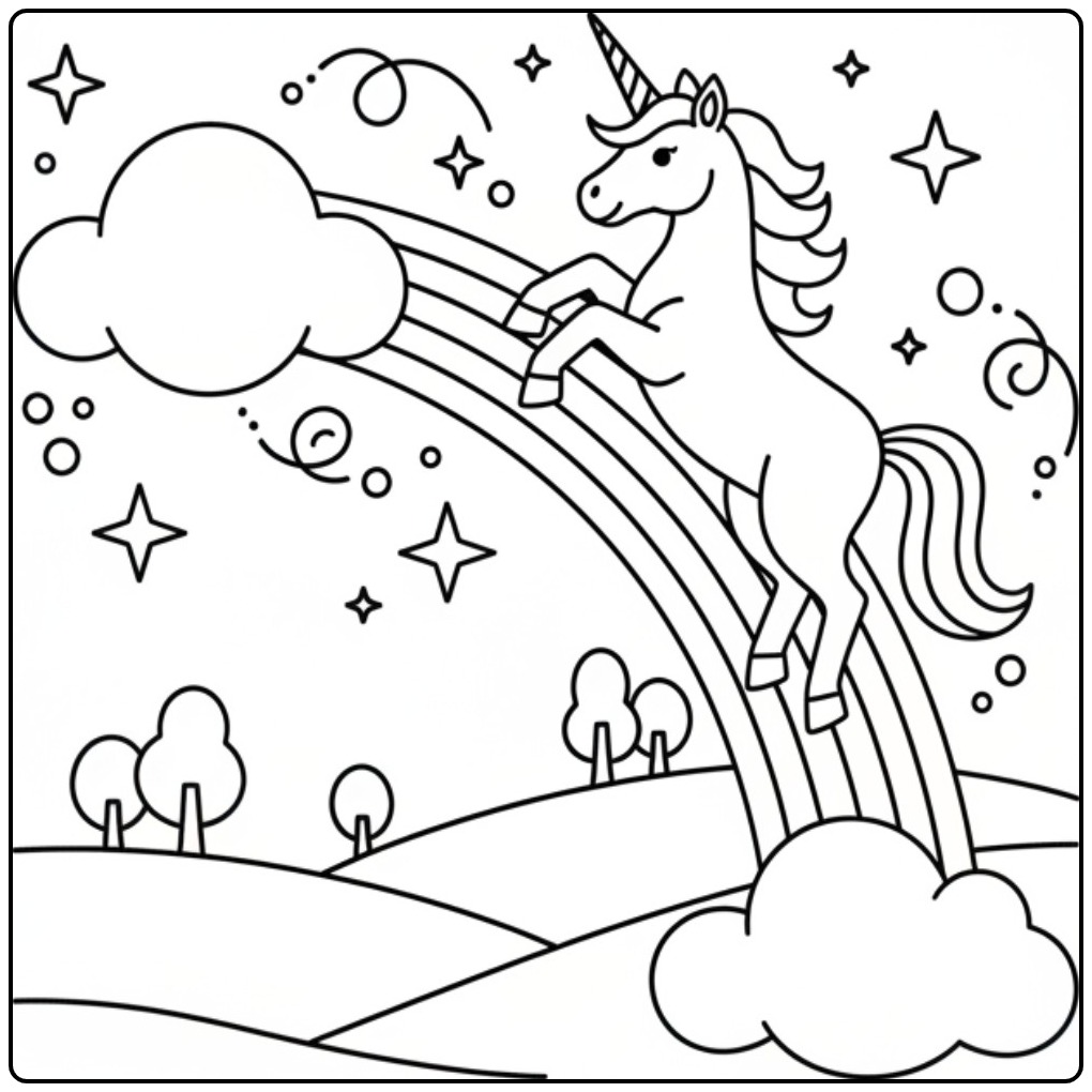 Magical Unicorn Easy coloring page