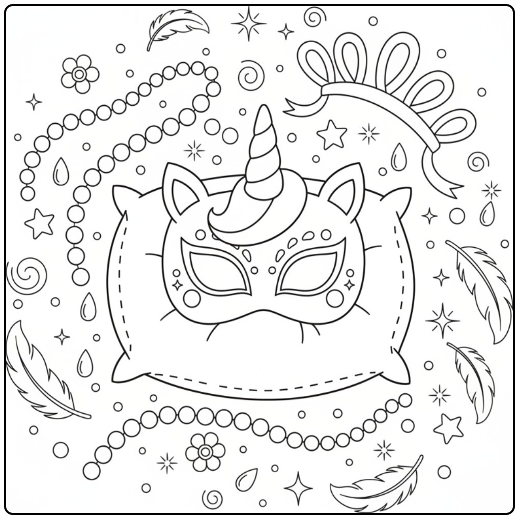 Magical Unicorn Mask for Creative Coloring Fun coloring page