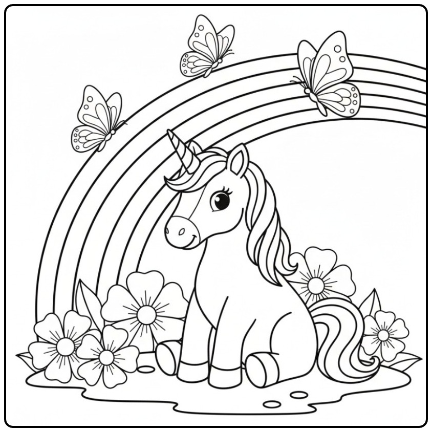 Magical Butterflies Unicorn coloring page