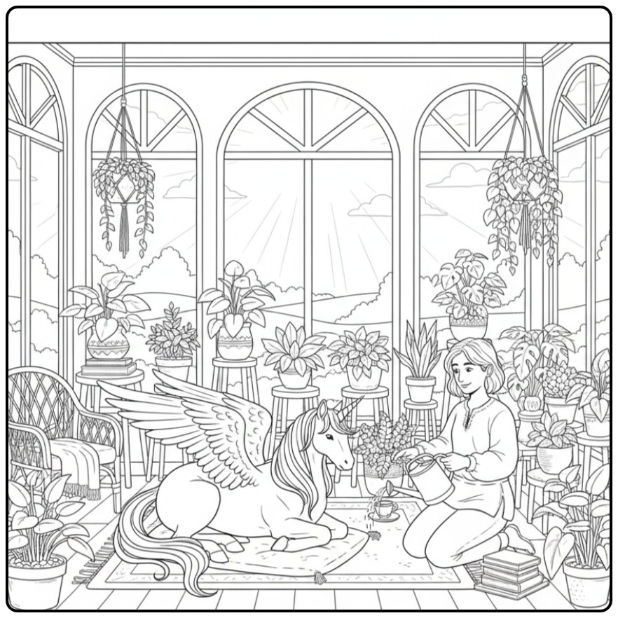 Magical Friendship Unicorn with Wings coloring page