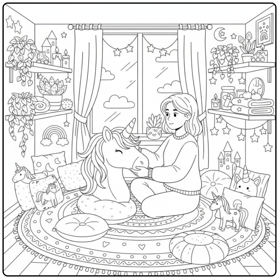 Magical Friendship on a Unicorn Head coloring page