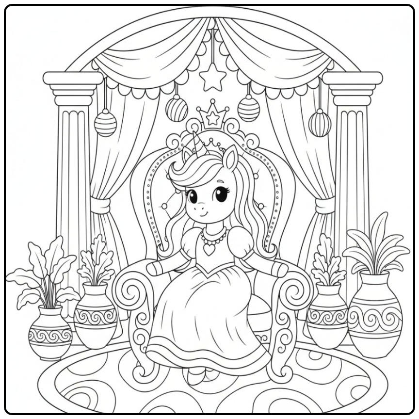 Easy Unicorn Princess for Young Artists coloring page