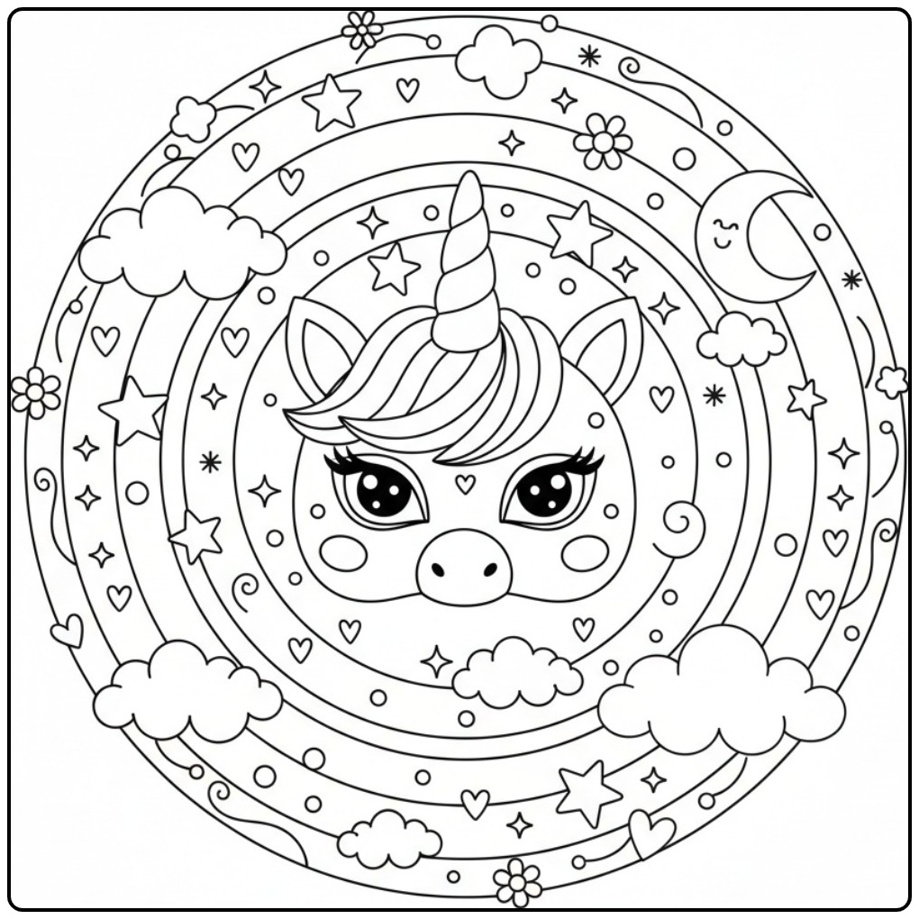 Beautiful Unicorn Rainbow Mask Ready coloring page