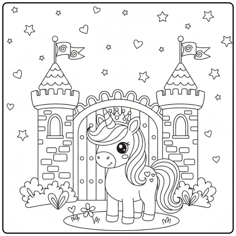 Beautiful Princess Unicorn for Hours Coloring Fun coloring page