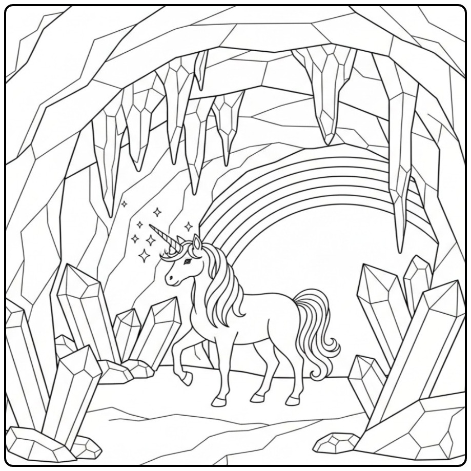Beautiful Unicorn Rainbow coloring page