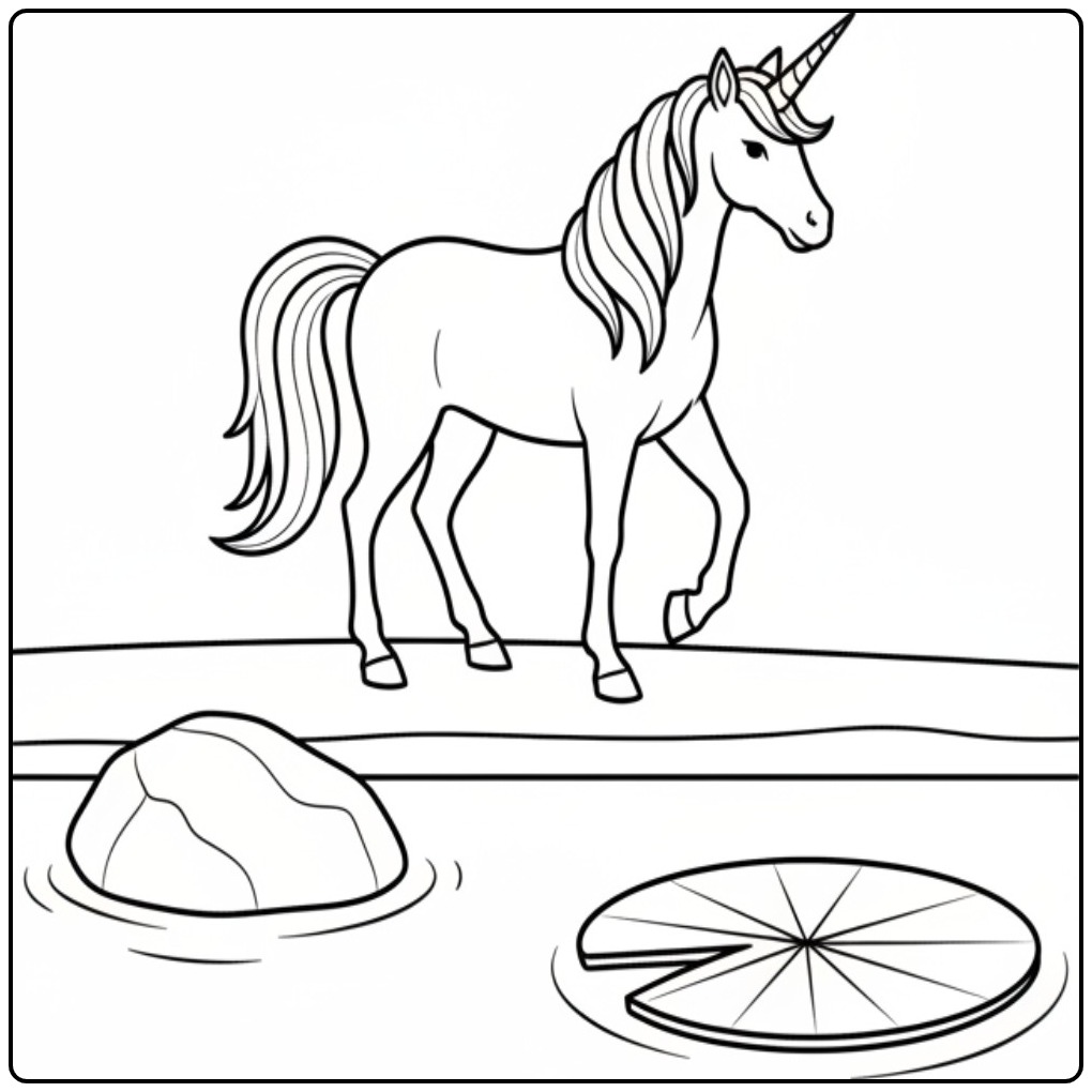 Beautiful Mythical Unicorn Easy for Children coloring page