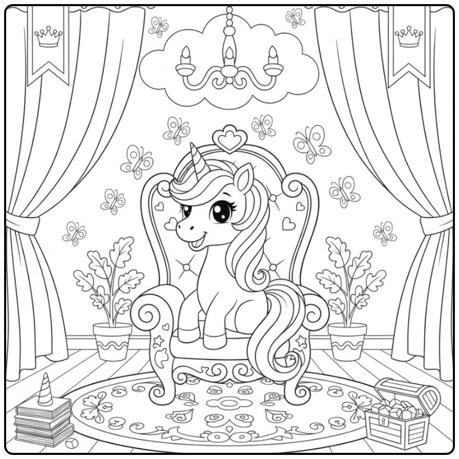 Exploring This Princess Unicorn and Butterflies Full of Magic coloring page