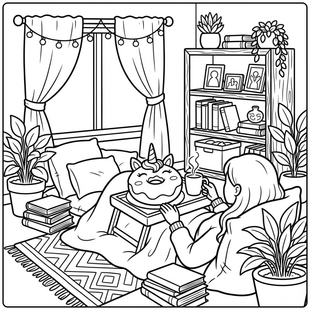 Relax with This Fun Donut Unicorn coloring page