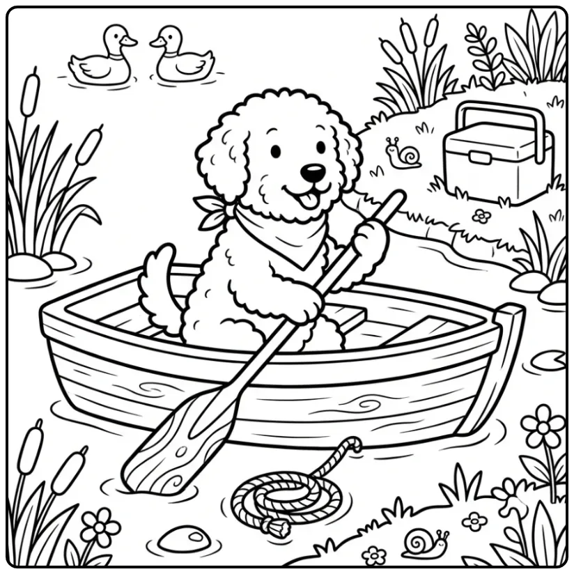 Wetterhoun Rowing on the Water coloring page
