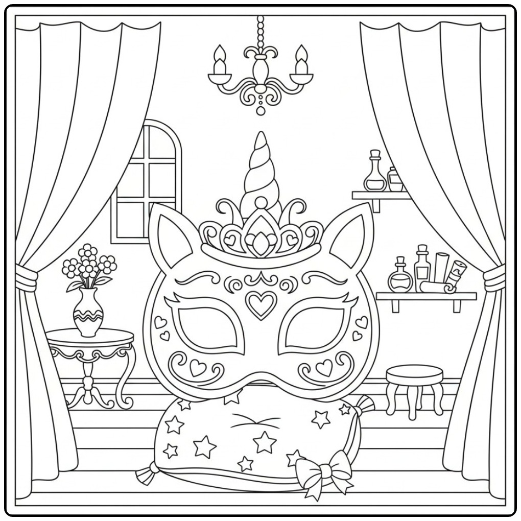 Beautiful Unicorn Prinsessen Mask for Children coloring page