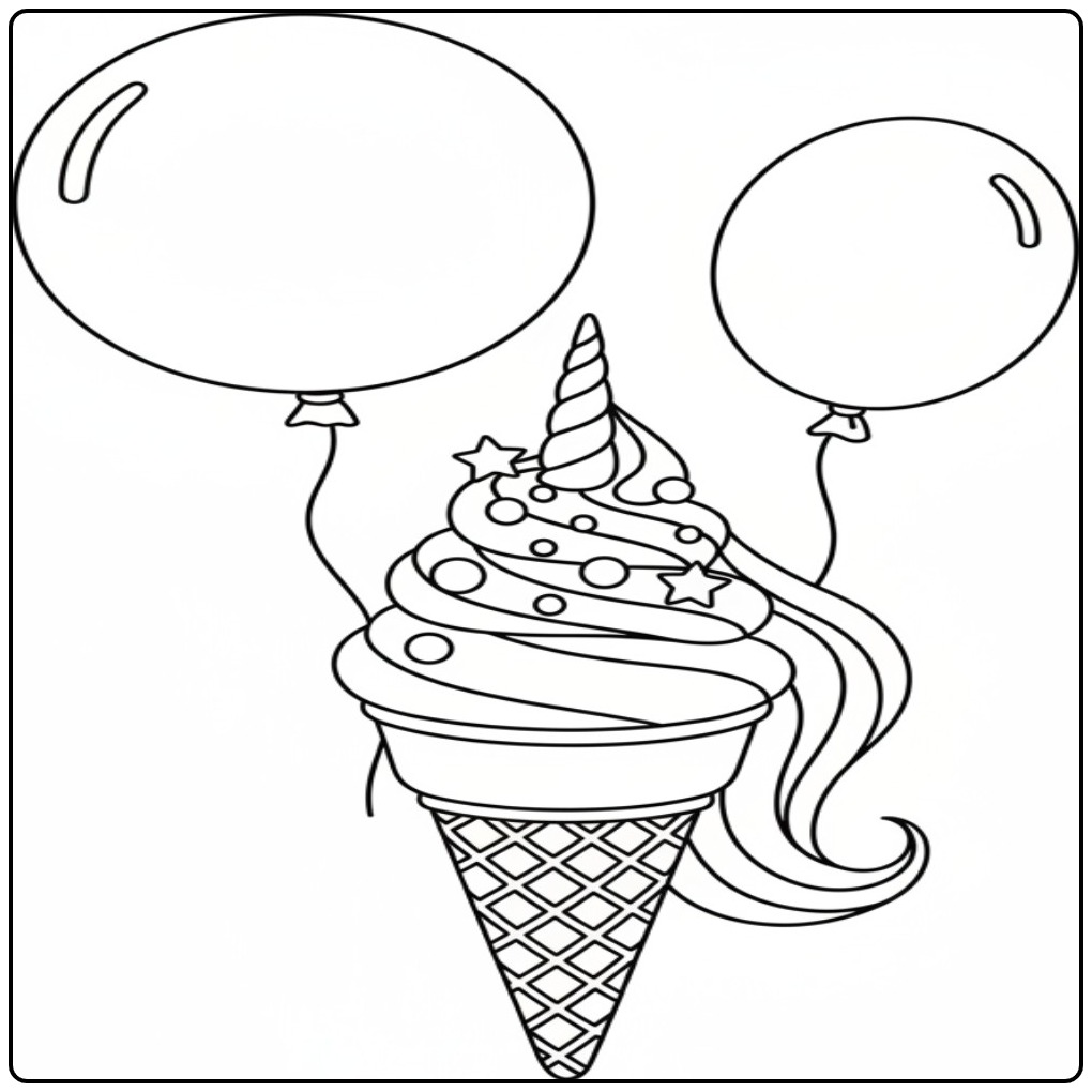 Beautiful Unicorn Ice Cream Perfect Creative coloring page